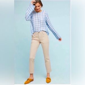 Anthropologie Khaki Tan High Rise Utility Kick Flare Bootcut Crop Pants Size 29